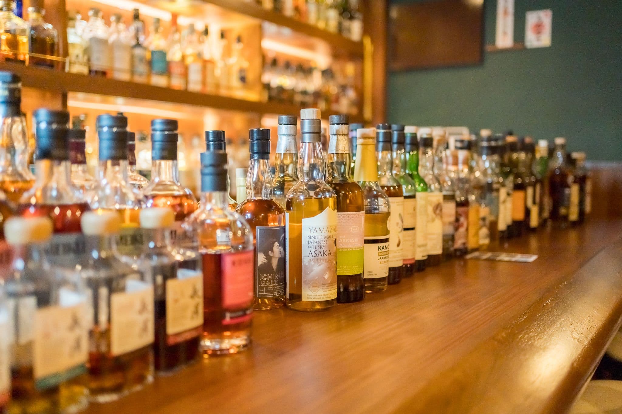 An impressive lineup of spirits and alcoholic drinks